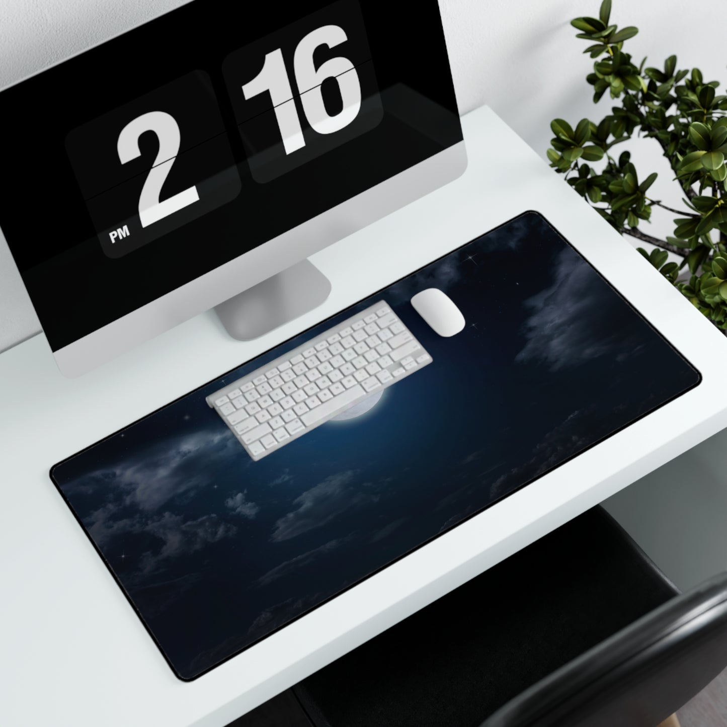 Desk Mat - Night Starry Sky and Moon