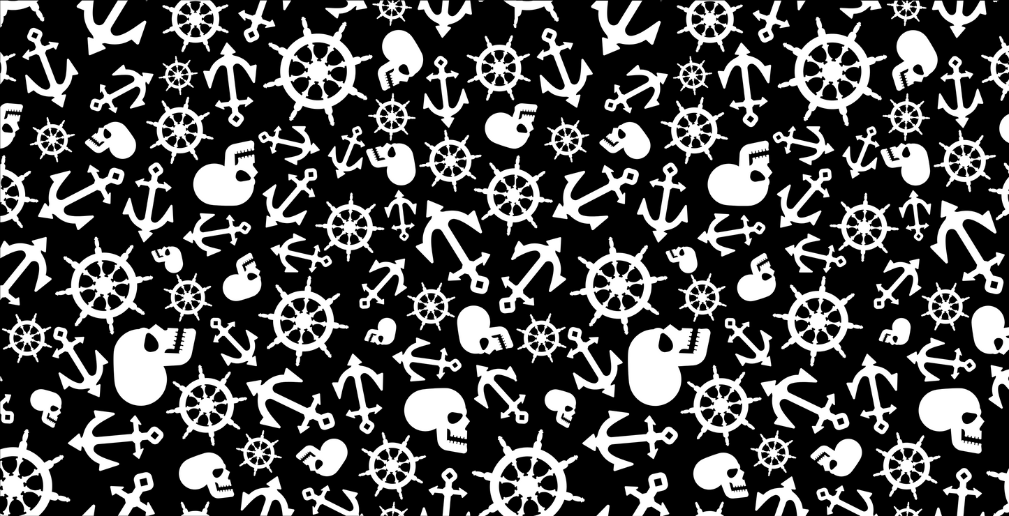Desk Mat - Anchor, rudder and skull patterns
