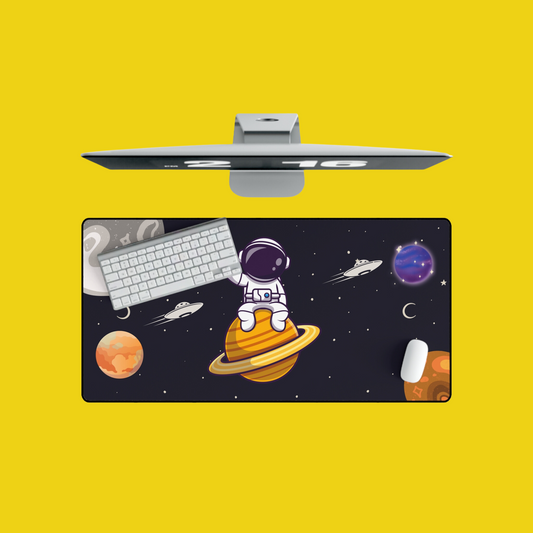 Desk Mat - Black Modern Astronaut