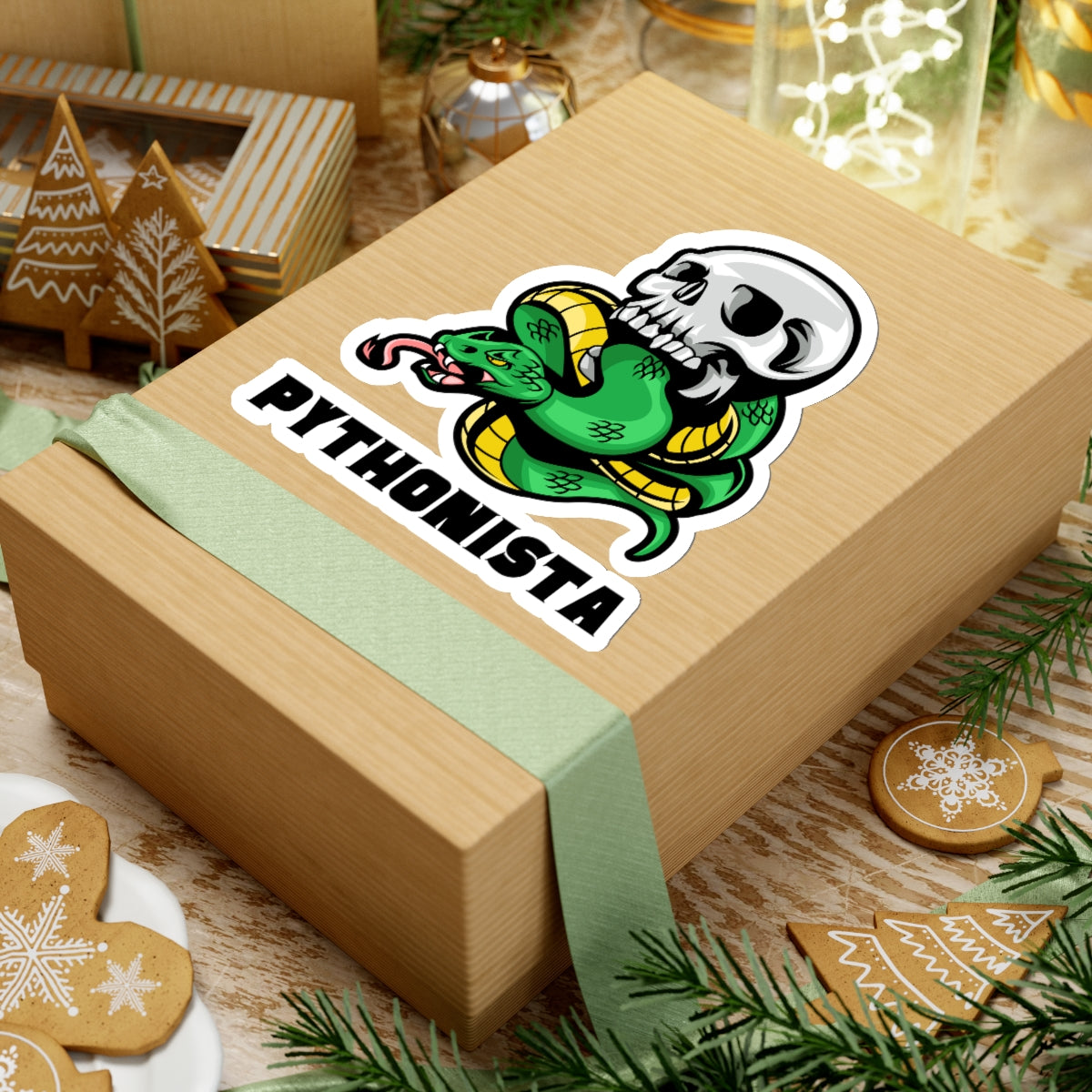 Pythonista Skull - Developer / Programmer / Software Engineer Kiss Cut Sticker