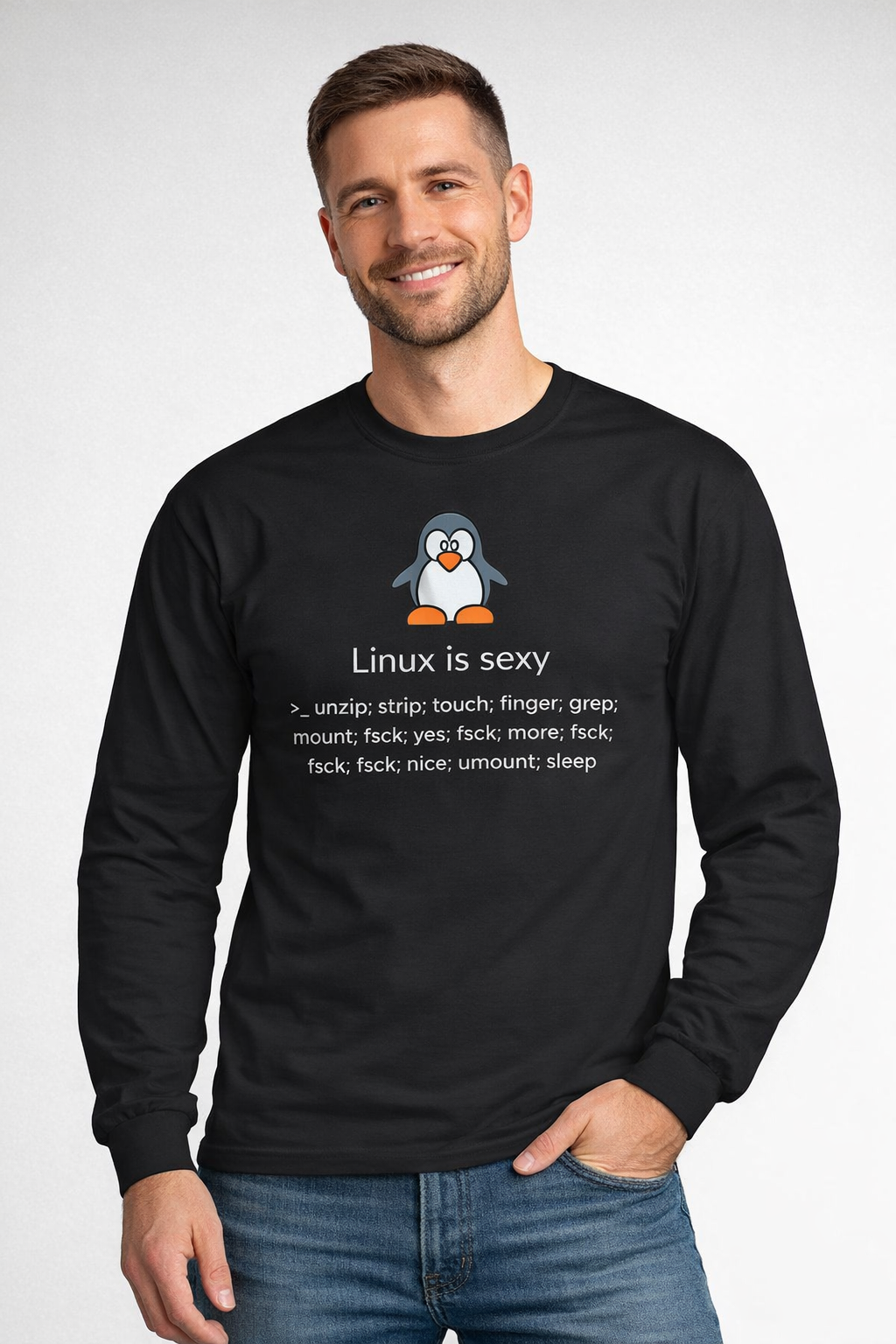 Linux Is Sexy Long Sleeve Tee - Tux Penguin Tech Shirt